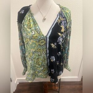 Free People Multicolor Patchwork Blouse
